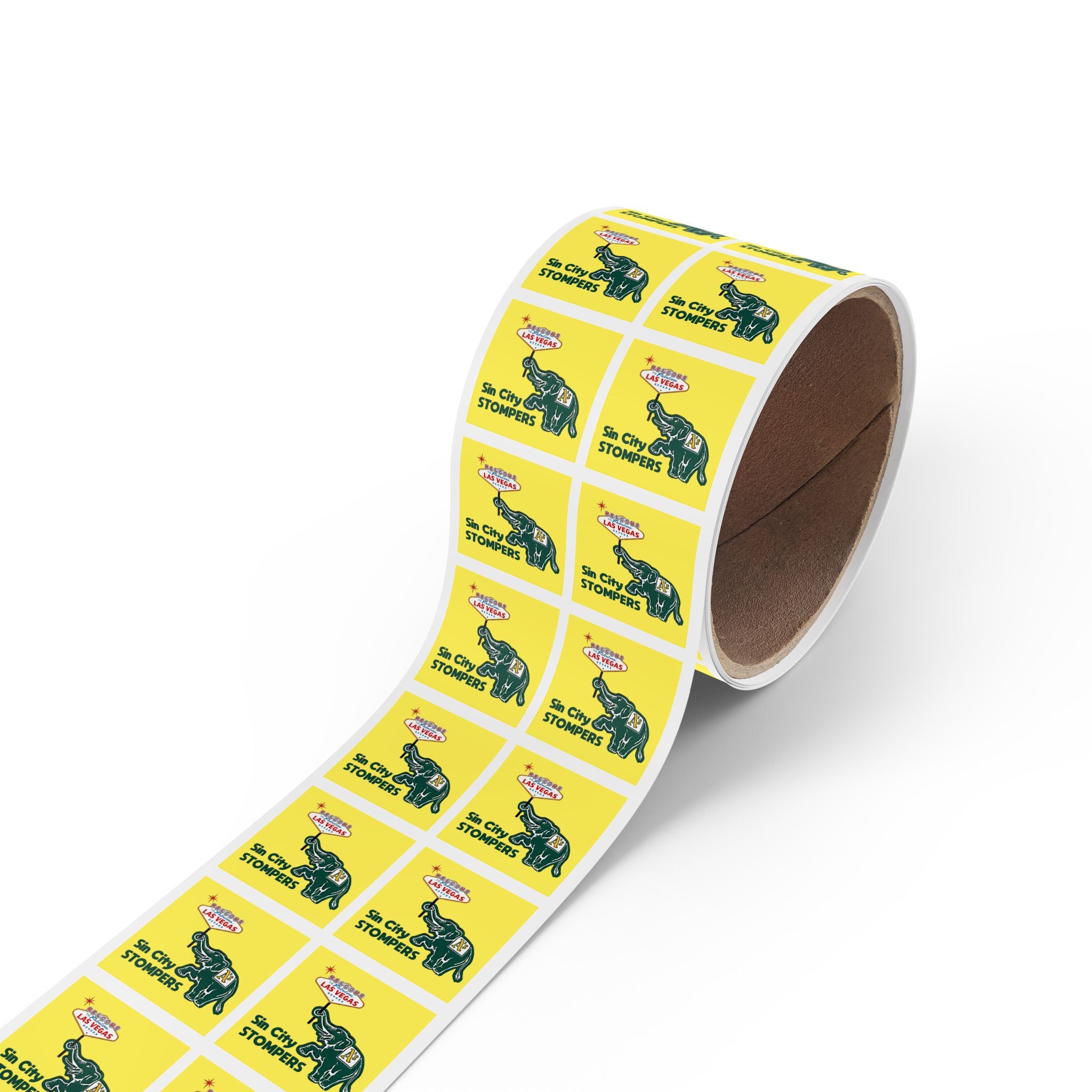 Square Sticker Roll — "Sin City Stompers" Las Vegas Elephant Label