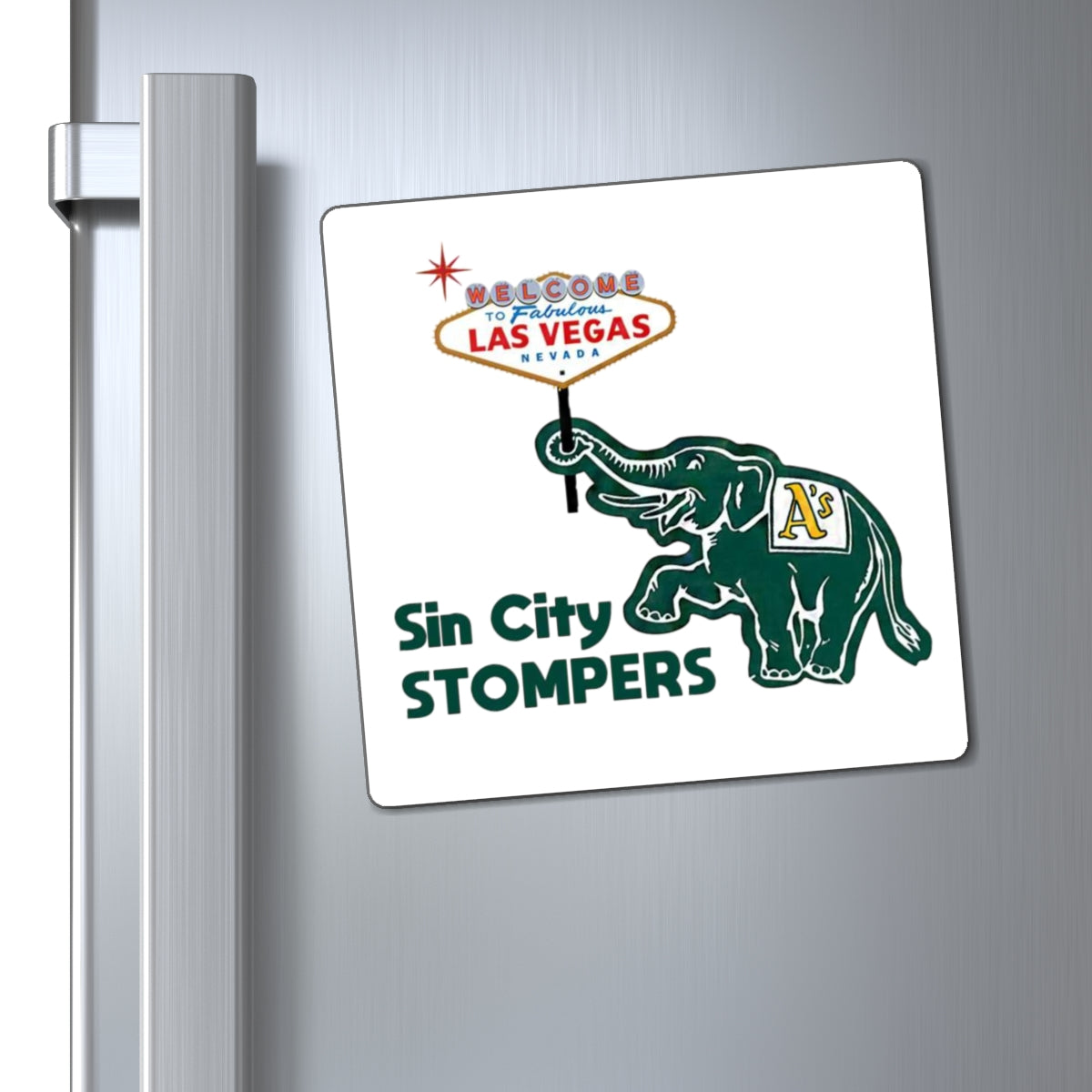 Sin City Stompers Las Vegas Elephant Magnet White