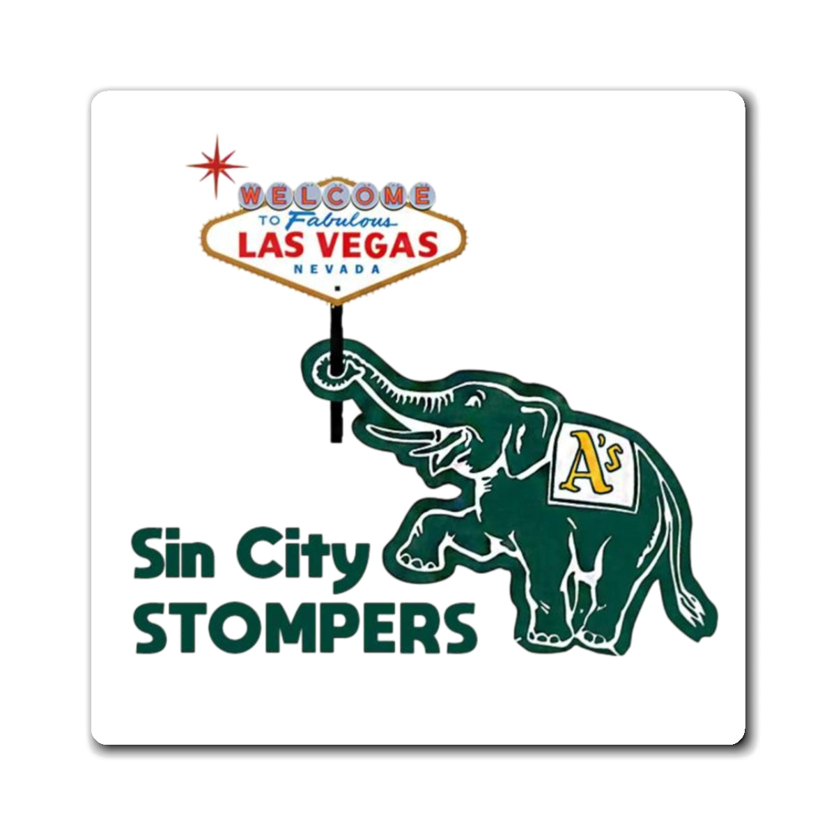 Sin City Stompers Las Vegas Elephant Magnet White
