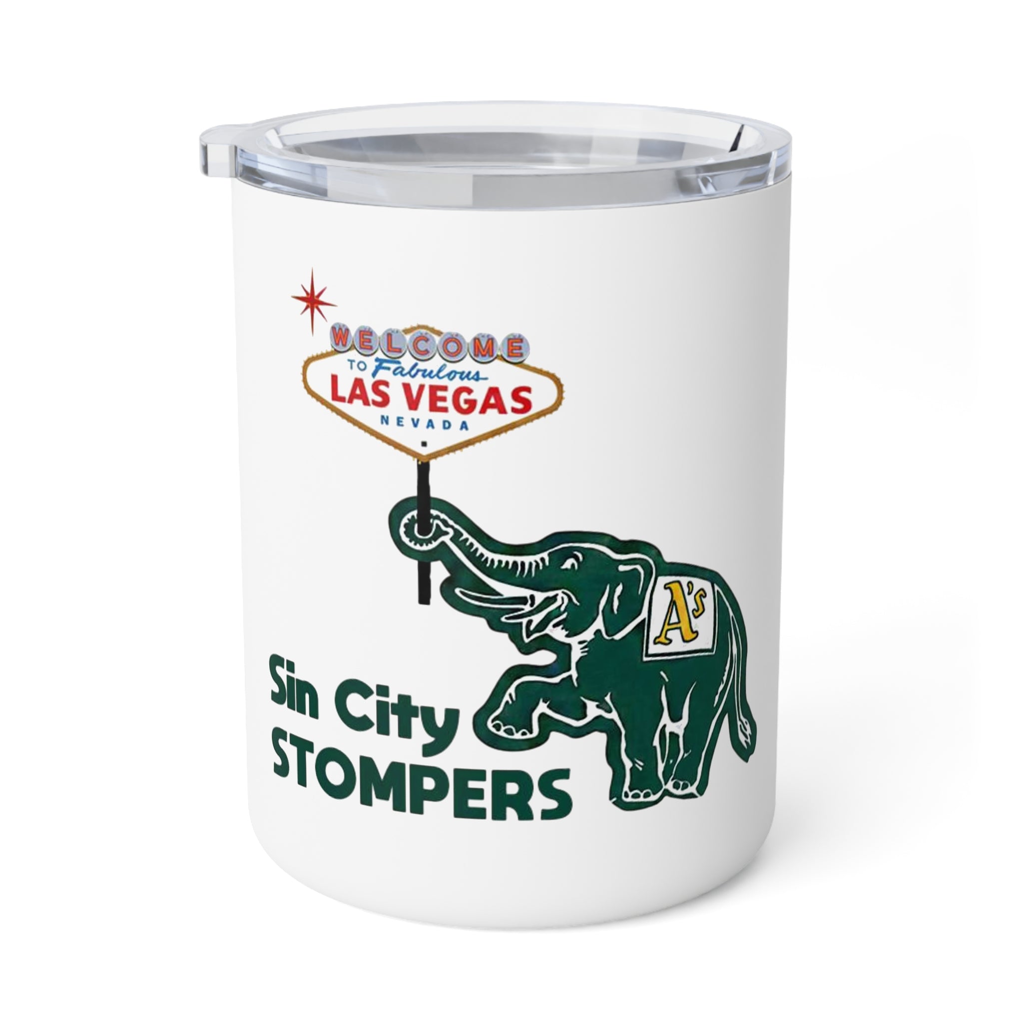 Sin City Stompers 10oz Insulated Coffee Mug — Las Vegas Retro Elephant Design