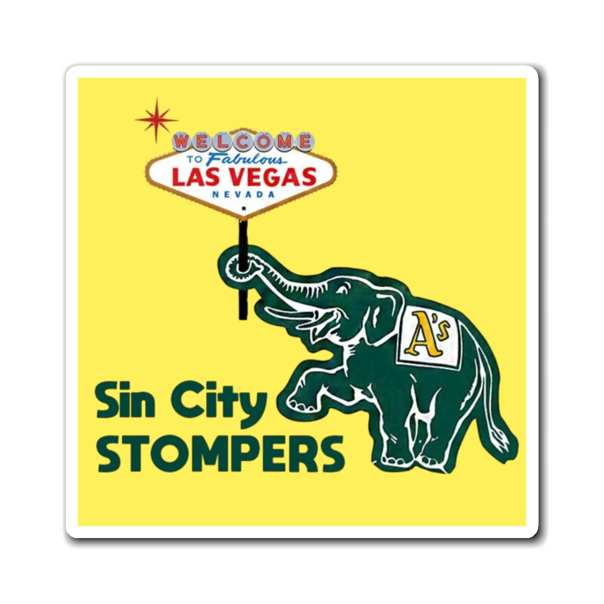 Sin City Stompers Las Vegas Elephant Magnet Gold